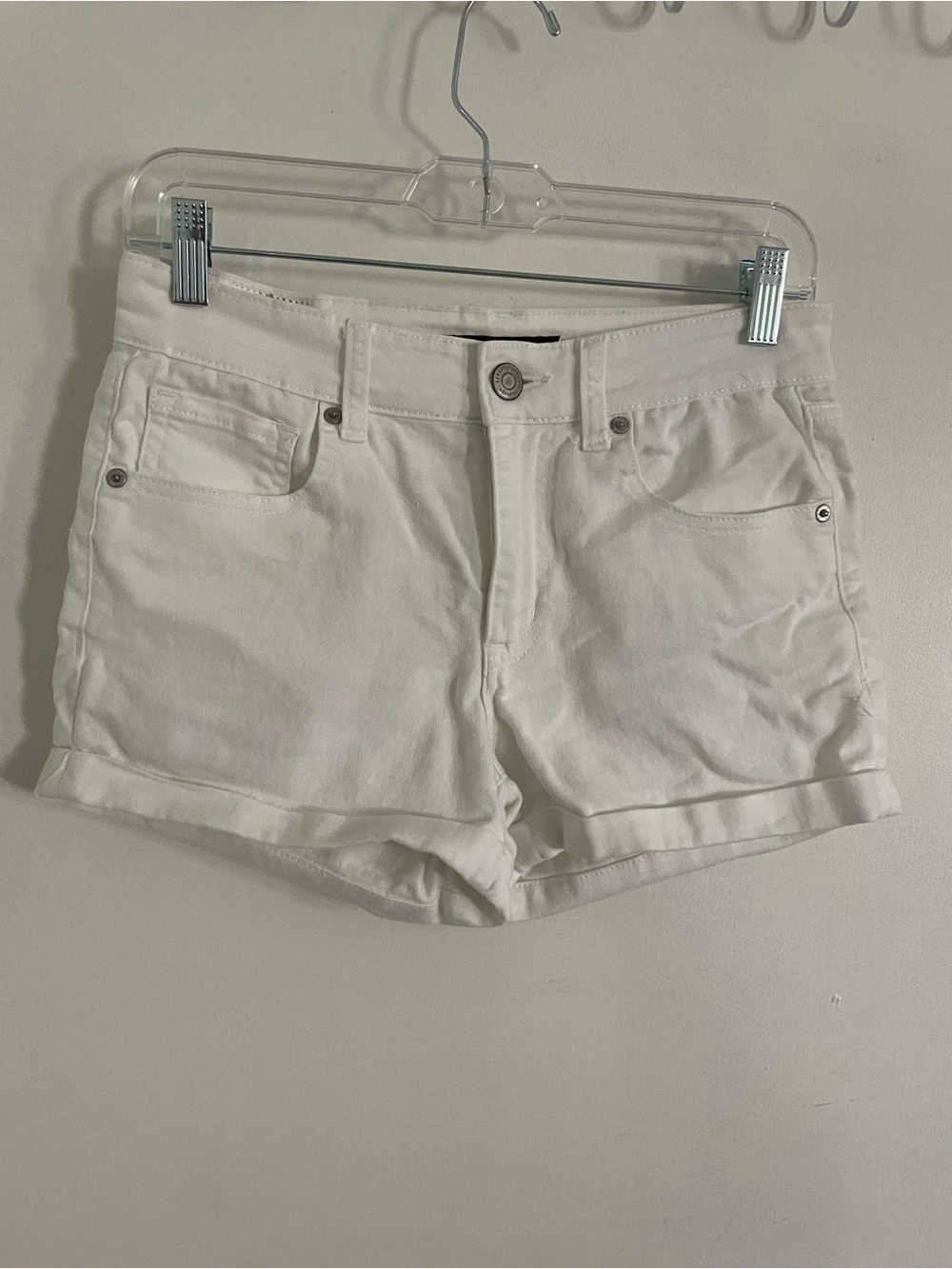 Aeropostale White Denim Roll-Hem Shorts
